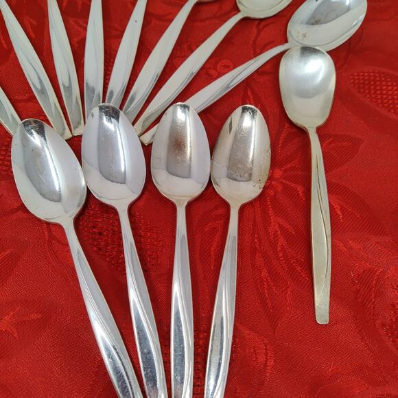 13X Tbsp Tsp WM Rogers Silverplate 1960 MCM Sea Spray Flatware Table TeaSpoons - Picture 5 of 9